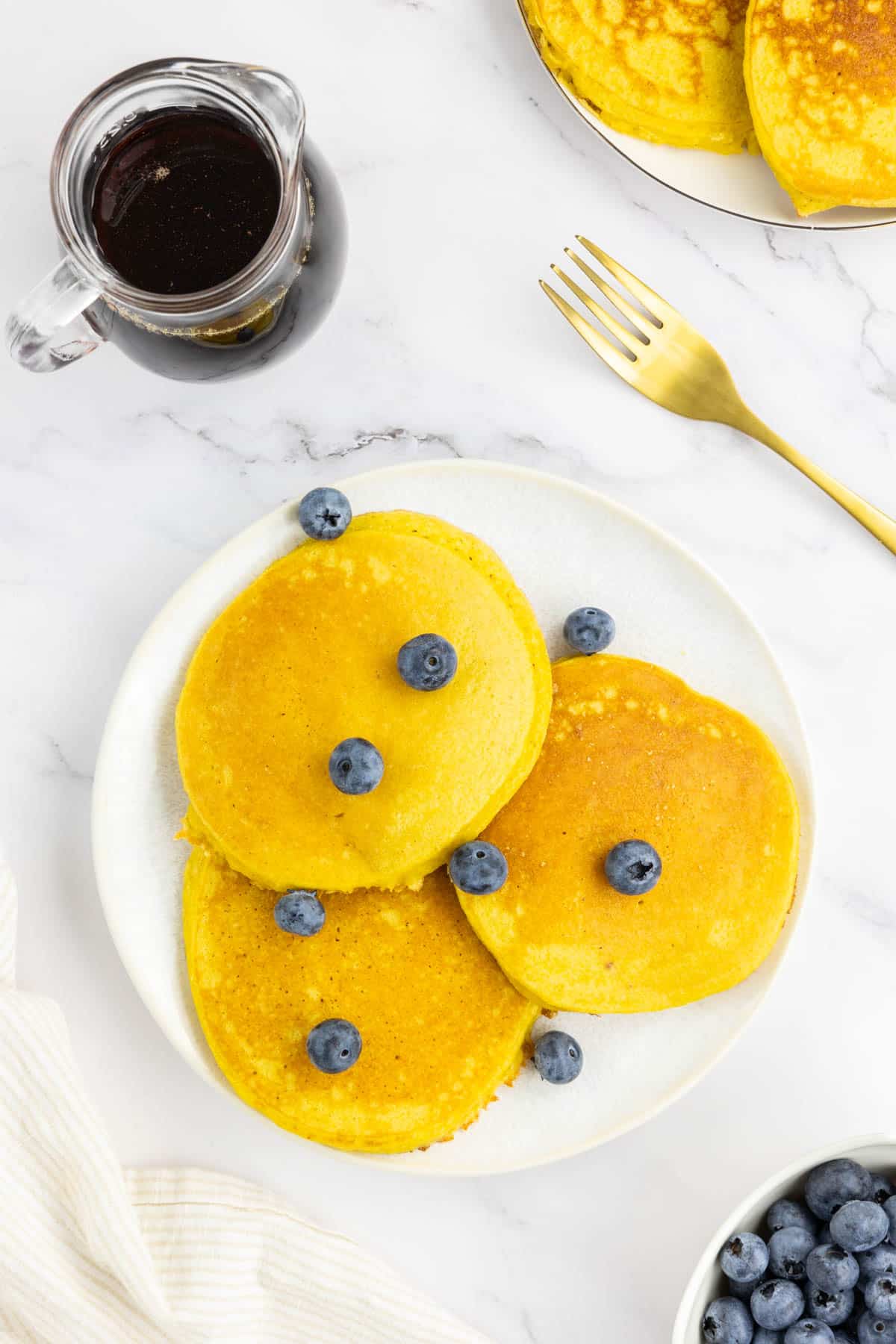 Protein Pancakes without Protein Powder with blueberries