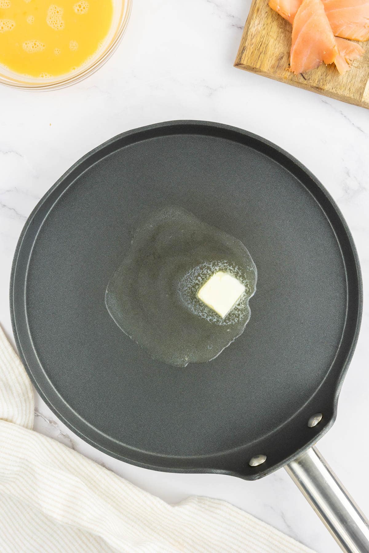 Butter melting on a saute pan
