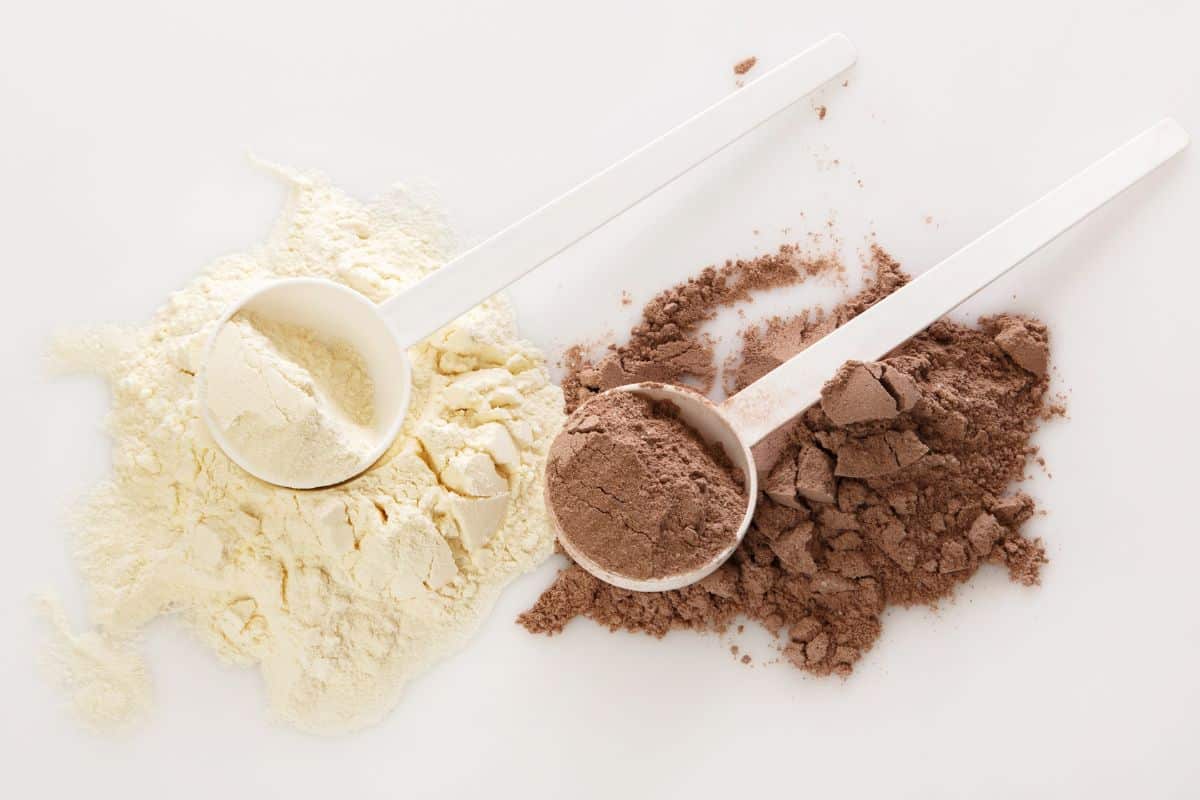 Protein powder in tablespoons.